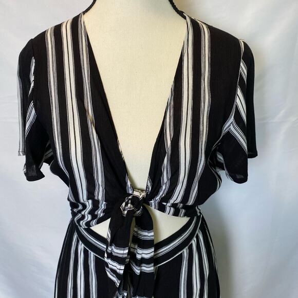 Promesa Striped Tie Top Button Skirt Midi Dress Size Small Elementality Dress - Picture 2 of 12